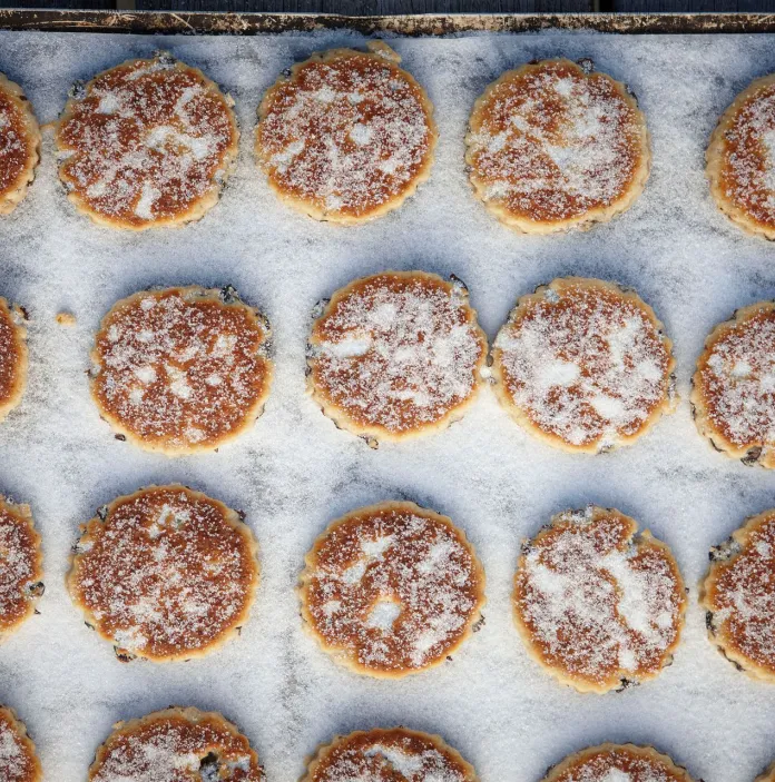 A tray of freshly baked Welsh cakes