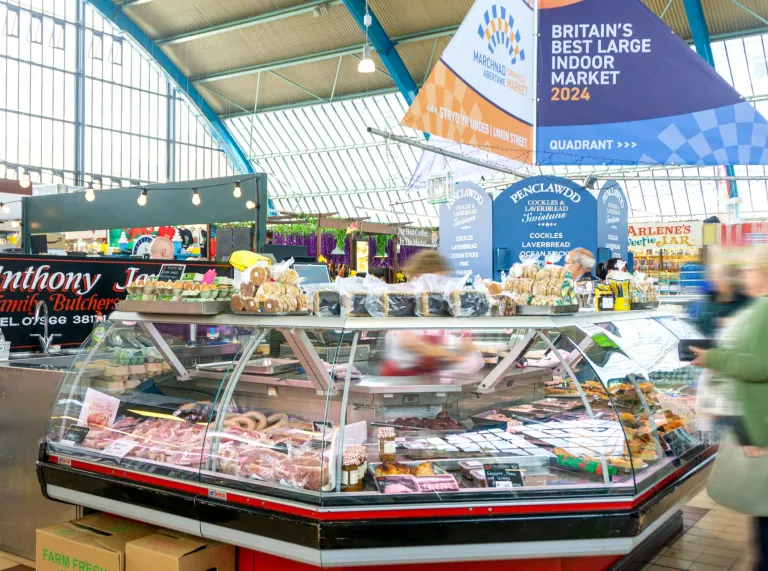 One of the stalls at the market selling food