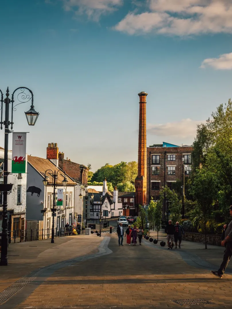 A scenic view of Wrexham city centre