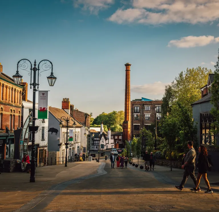 A scenic view of Wrexham city centre