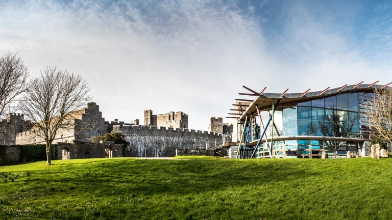 The college grounds and glass arts centre.