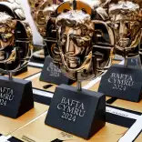 BAFTA branding and BAFTA Cymru mask backstage at the 2024 BAFTA Cymru Awards