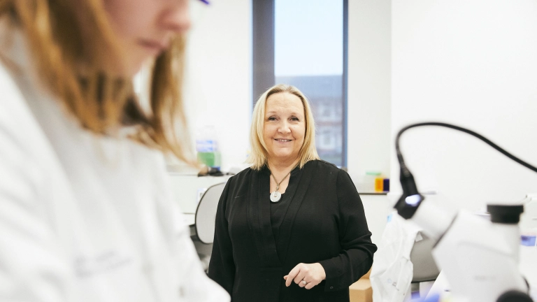 Professor Julie Williams at Cardiff University's Hadyn Ellis building