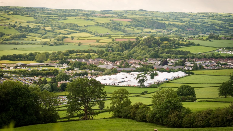 Aerial view of the Hay Festival site.