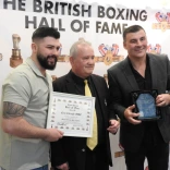 Boxer Joe Calzaghe is inducted into the British Boxing Hall of Fame at a ceremony in Hastings.