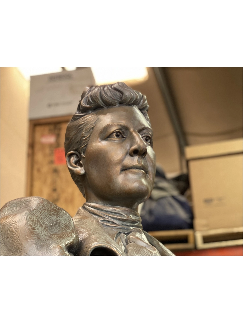 A bronze statue of Martha Hughes Cannon