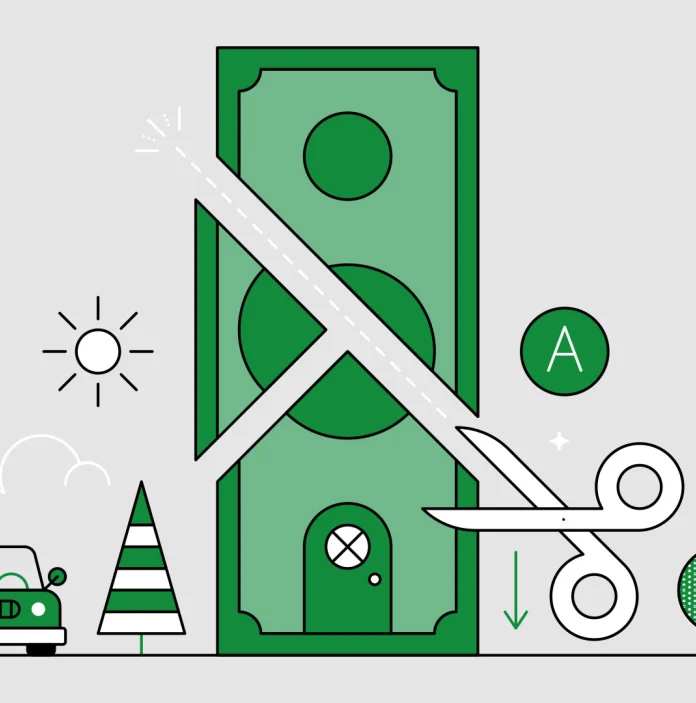 Infographic of road icons with scissors cutting through
