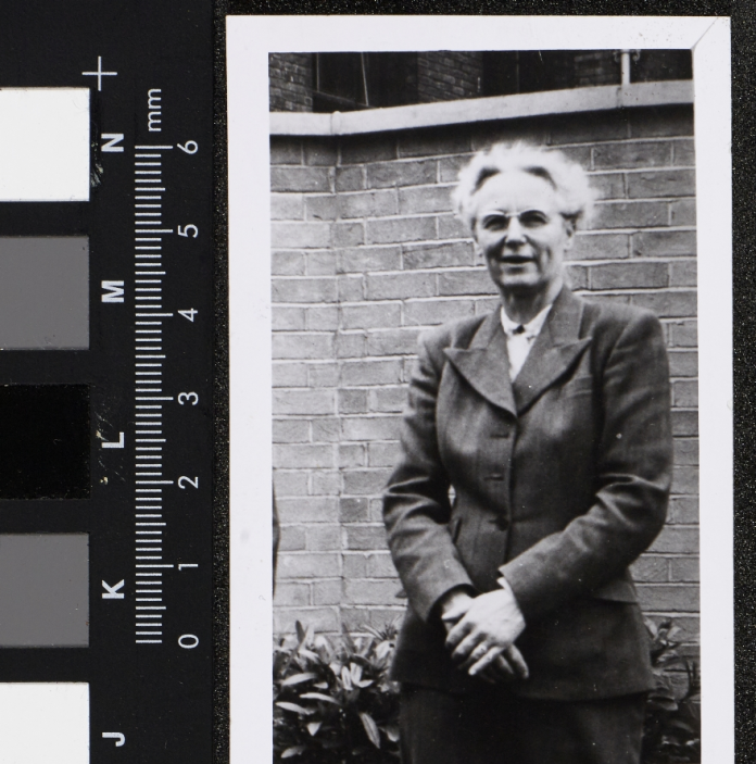 Black and white historical photograph of Dr Kathleen Drew Baker