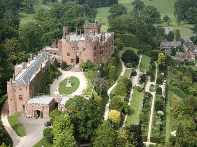 Aerial view of Powis Castle