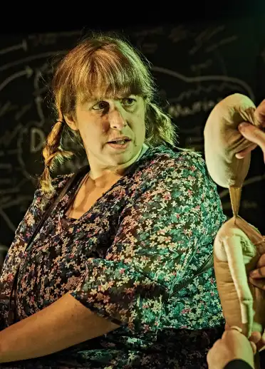 A woman acting for Hijinx theatre