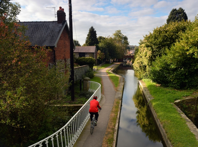 A cyclist, Montgomery Canal near Welshpool, Glyndwr's Way 