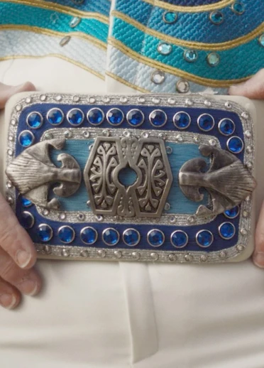 Close up detail of an Elvis Presley style belt