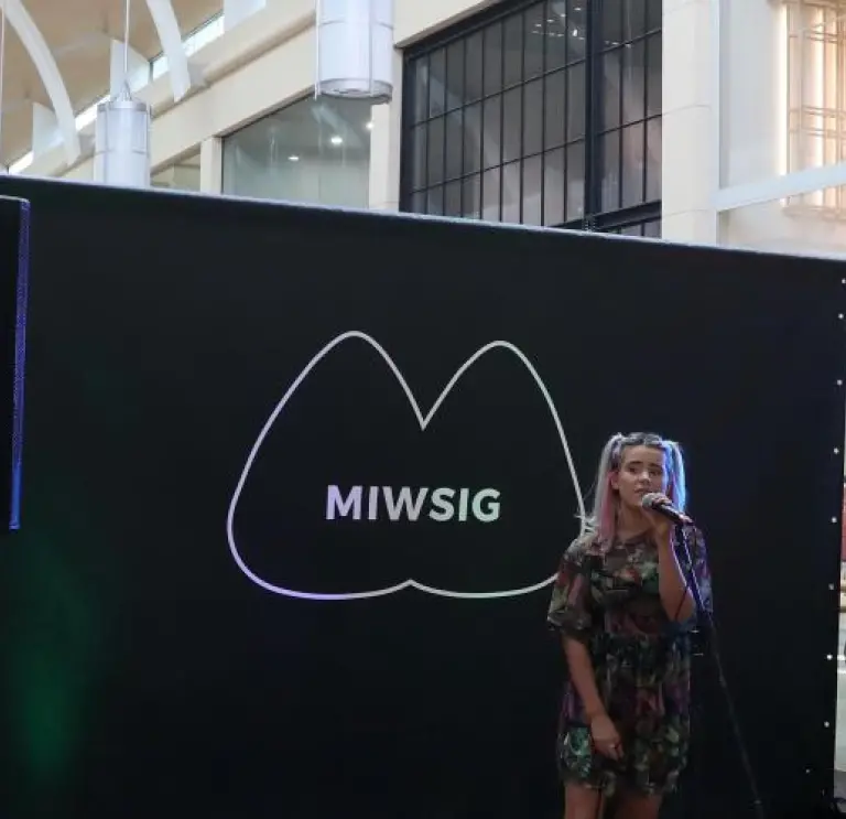 Un groupe se produit dans le centre commercial de St Davids.