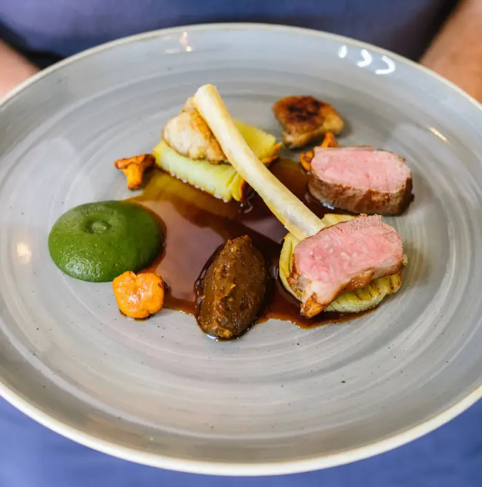 A beautifully plated lamb dish