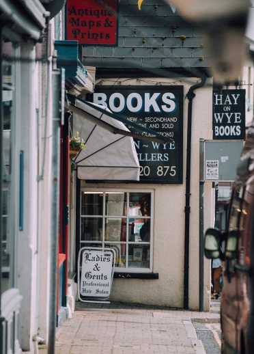 Exterior view of book shops.