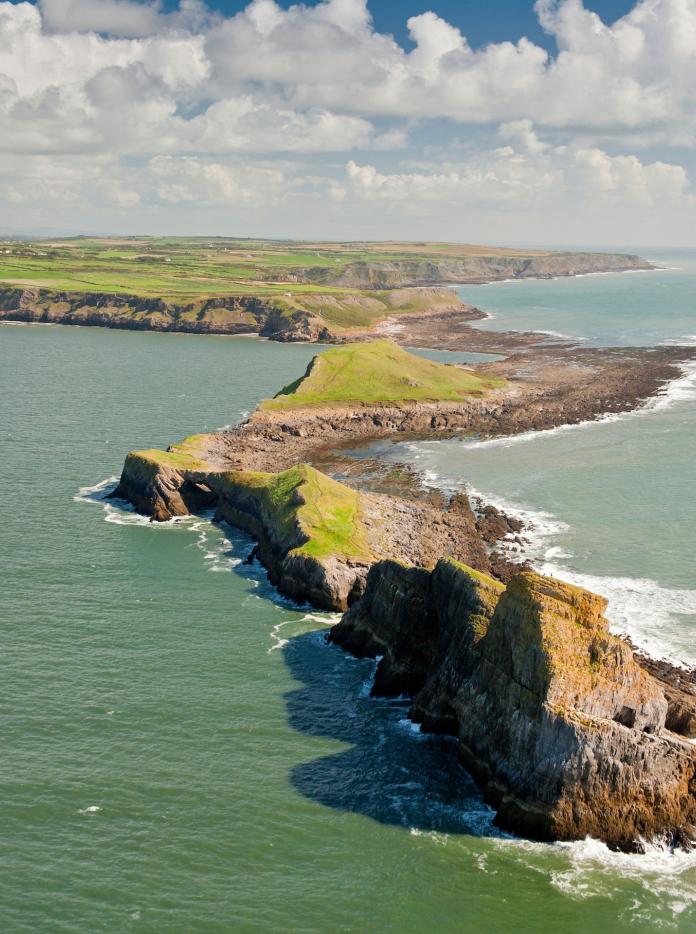 Vue aérienne de la tête du ver, Rhossili
