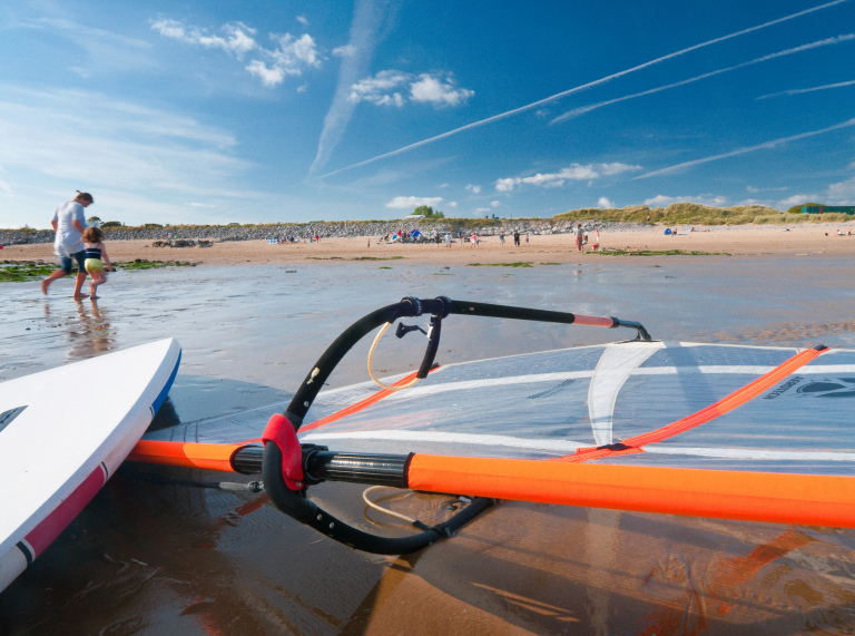 Planche à voile et la plage, Porthcawl