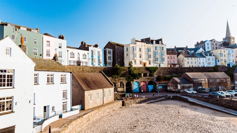 Vue sur Harbour Beach, Tenby, Pembrokeshire.