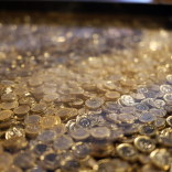 hundreds of one pound coins.