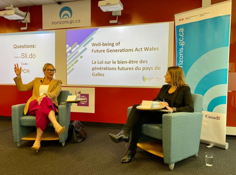 Future Generations Commissioner presenting at the Policy Horizons session